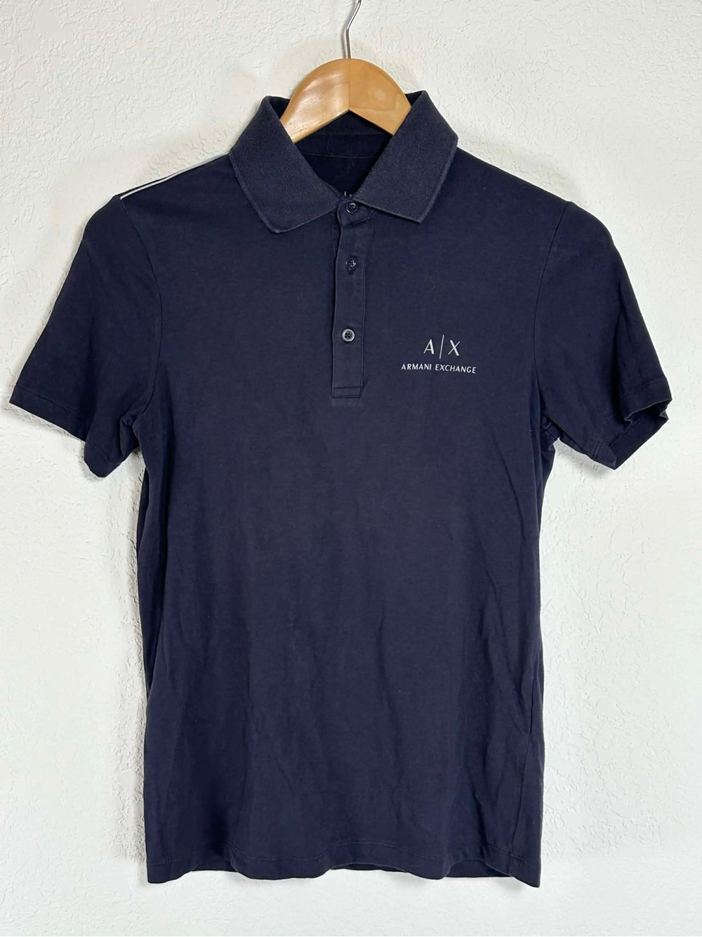 Armani Exchange Men's Dark Blue Polo with Subtle Logo